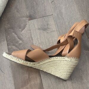 Vince Camuto Tan Leather Wedge Sandals